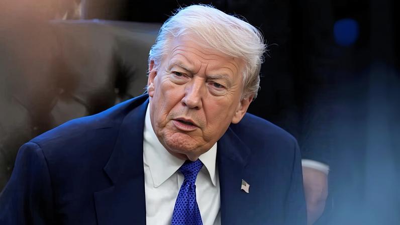 Donald Trump speaks in the Oval Office of the White House in Washington DC, on Monday.