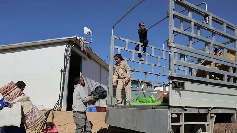 Palestinians prepare to leave their home in Ras Ein al-Auja in the West Bank last month after harassment by Israeli settlers.