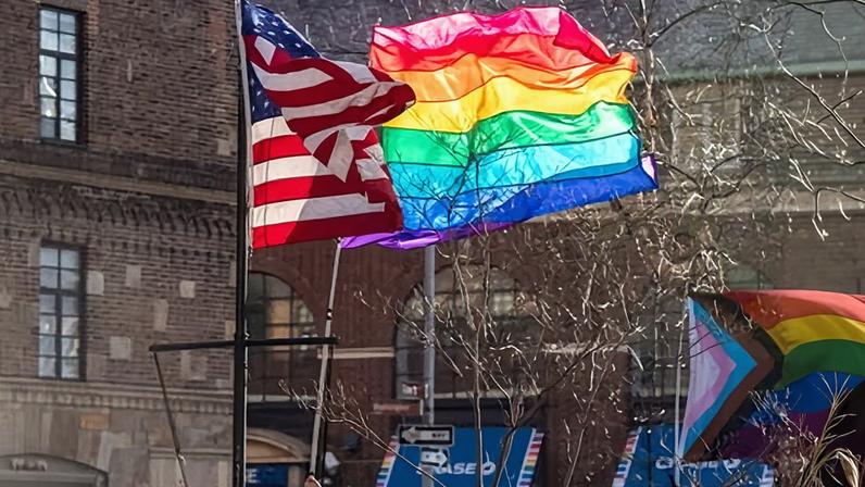 A Pride flag at the Stonewall national monument in New York.