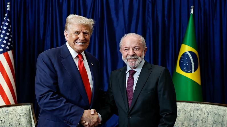 O presidente Luiz Inácio Lula da Silva, durante encontro com o Presidente dos Estados Unidos, Donald Trump. (Foto: Ricardo Stuckert/PR)