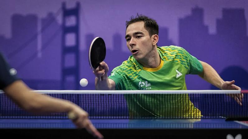 Hugo Calderano na Copa América de tênis de mesa 2026 (Foto: ITTF Americas)