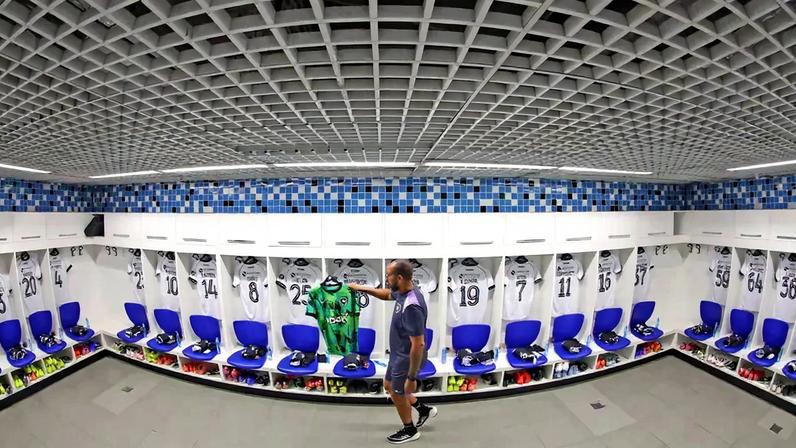 Vestiário do Botafogo na Arena para duelo com o Grêmio (Foto: Vítor Silva/Botafogo)