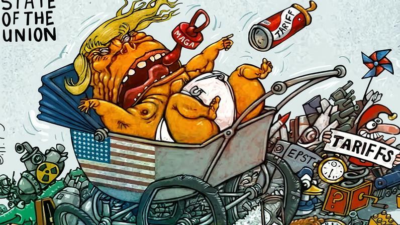 Stephen Lillie comenta discurso do Estado da União de Trump em desenho