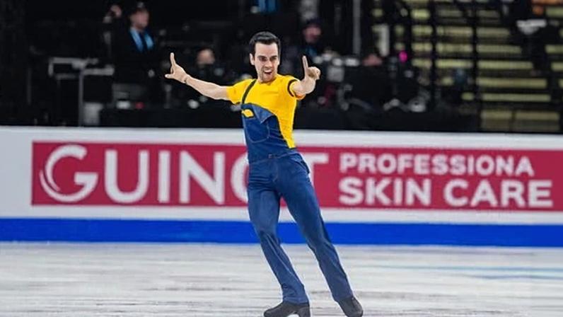 Spanish figure skater Tomàs-Llorenç Guarino Sabaté competes in the men’s short program at the European Figure Skating Championships in Sheffield last month.
