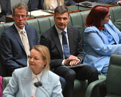 Angus Taylor announced on Wednesday evening he was resigning from shadow cabinet, the first step in an expected bid to depose the Liberal party’s first female leader after just nine months.