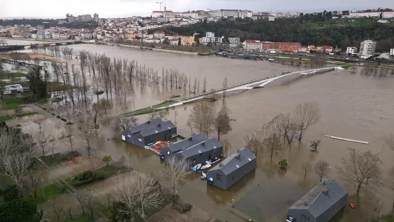 Inundaciones en Coimbra (Portugal), este viernes.