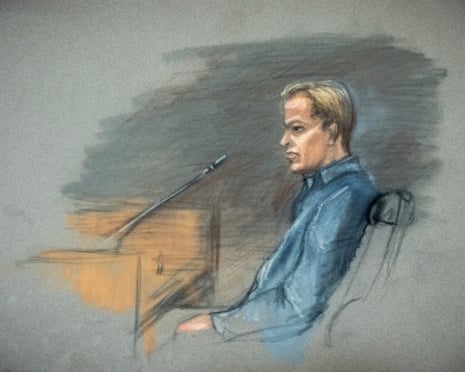 A court sketch shows Marius Borg Høiby in the witness box at Oslo district court.