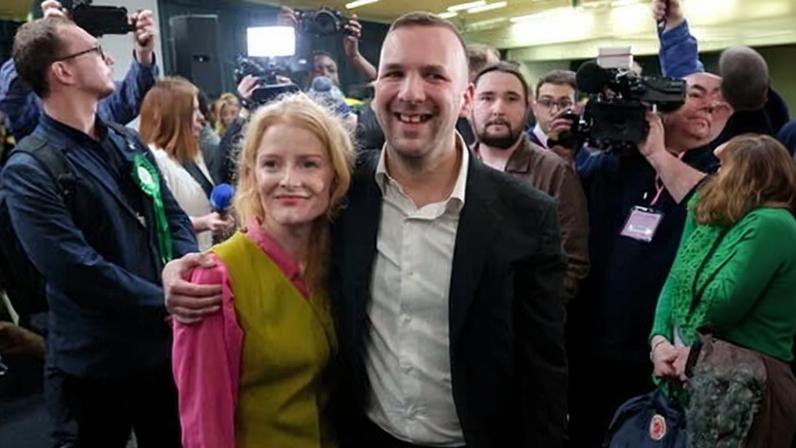 The Greens' Hannah Spencer with the party's leader, Zack Polanski