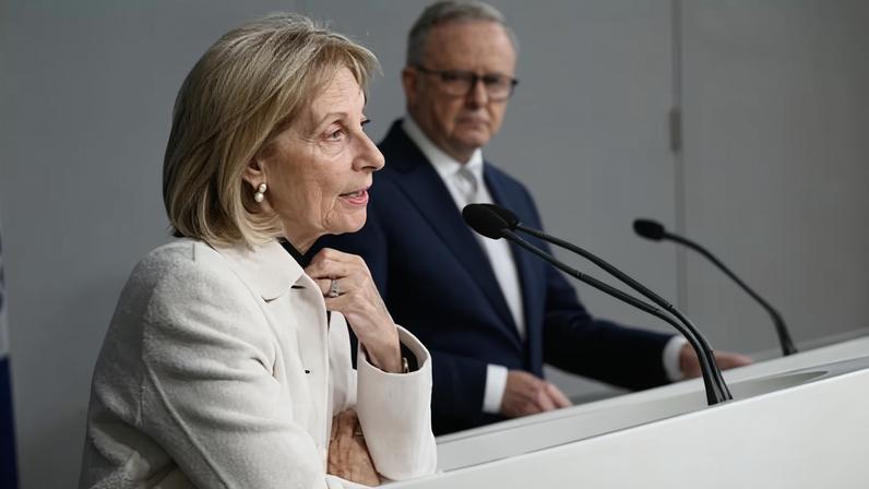 Antisemitism envoy Jillian Segal, alongside the prime minister, Anthony Albanese. Leaked documents show how universities will be assessed based on how they deal with protests under a controversial new system adopted after the Bondi terror attack.