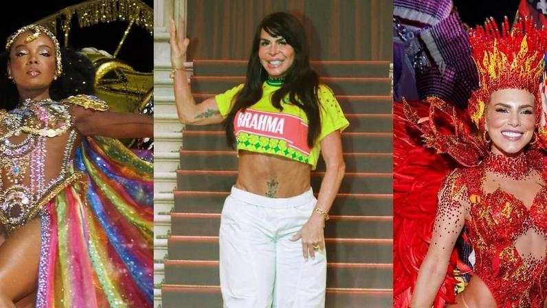 Carnaval de São Paulo 2026: looks de Gretchen e Gracyanne Barbosa com brilho