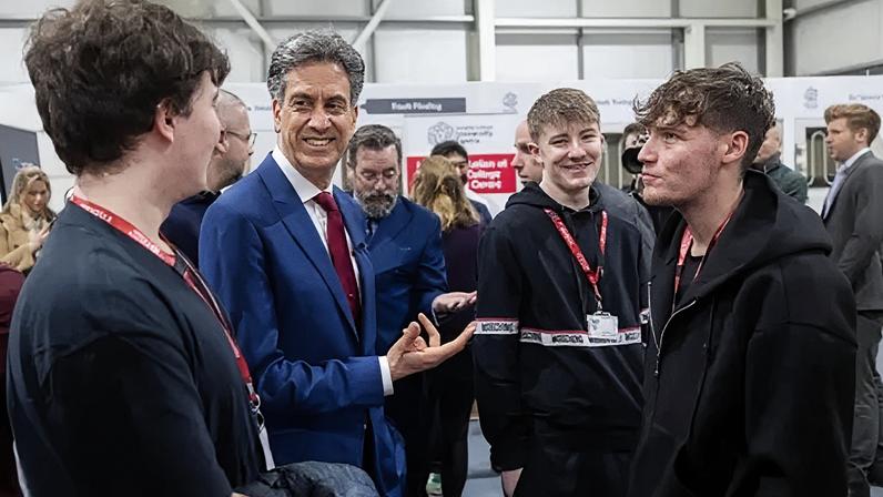Energy Secretary Ed Miliband spoke to students at the event in Barnsley