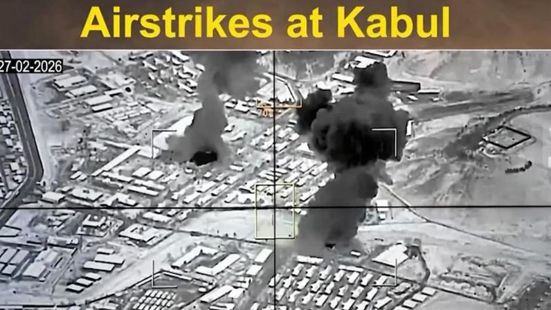 Smoke rises following what Pakistani and Taliban officials say are Pakistani strikes, in Kabul, Afghanistan, in this still image taken from video released February 27, 2026.