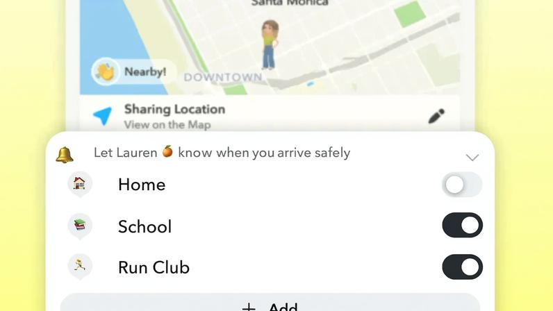 Alertas de chegada segura do Snapchat se expandem para além de casa