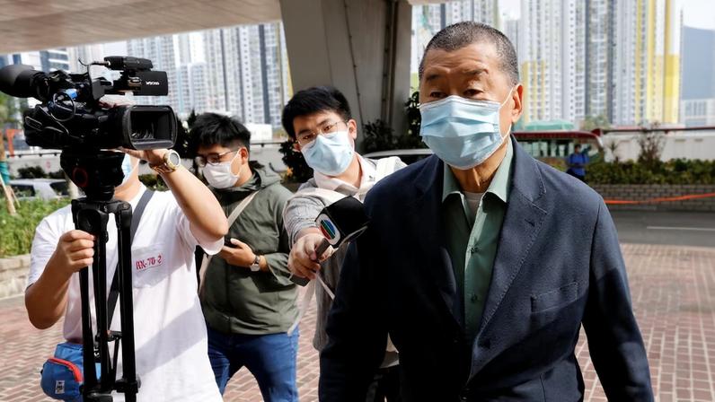 File Photo: Media mogul Jimmy Lai Chee-ying, founder of Apple Daily arrives at West Kowloon Magistrates's Courts to face charges related to an illegal vigil assembly commemorating the 1989 Tiananmen Square crackdown, in Hong Kong