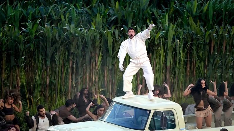 Bad Bunny performs onstage during the Apple Music Super Bowl LX Halftime Show at Levi’s Stadium in Santa Clara, California.