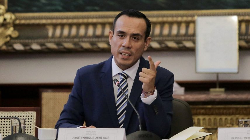 Peruvian President Jose Jeri testifies before a congressional committee to address undisclosed meetings with a Chinese businessman, a case that has intensified scrutiny over his government's transparency and accountability, in Lima, Peru, January 21, 2026.