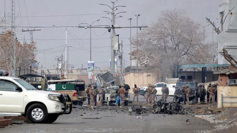 Army soldiers gather at the site, following millitant attacks, in Quetta, Pakistan, January 31, 2026. REUTERS/Stringer