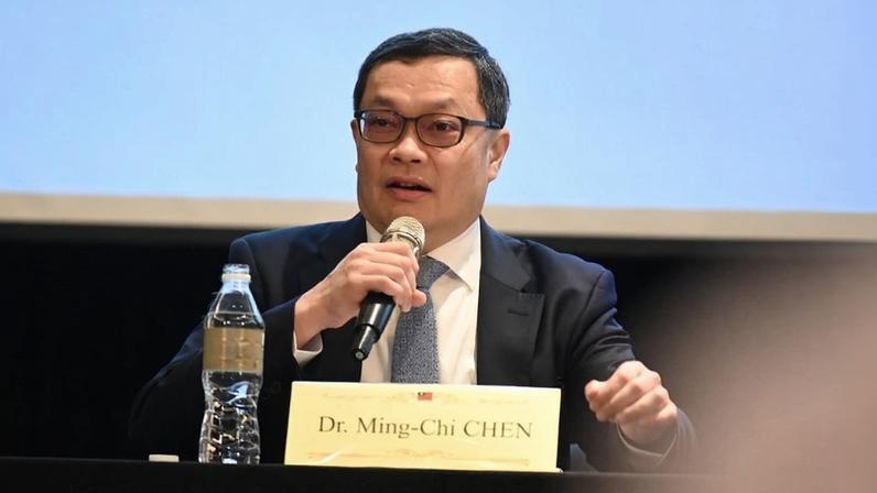 Then-National Tsinghua University sociology professor Chen Ming-chi speaks to journalists in Taipei, Taiwan, on Jan. 14, 2024.
