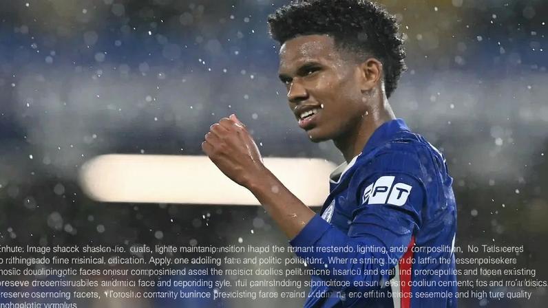 Estêvão comemorando o primeiro gol marcado pela Champions League (Foto: Glyn Kirk/AFP)