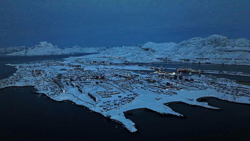A drone view of Nuuk, Greenland, February 7, 2026. REUTERS/Stoyan Nenov
