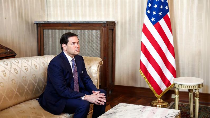 U.S. Secretary of State Marco Rubio attends U.S. Vice President JD Vance bilateral meeting with Italian Prime Minister Giorgia Meloni during Vance's visit to the Milano Cortina 2026 Winter Olympics in Milan, Italy, February 6, 2026.