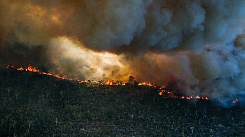 Fire in Humaitá, Amazonas state, Brazil in August 2022. Photo © Christian Braga / Greenpeace