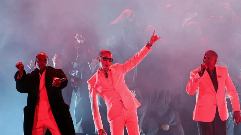 LOS ANGELES, CALIFORNIA - FEBRUARY 01: (L-R) Pusha T, Pharrell Williams and Malice perform onstage during the 68th GRAMMY Awards at Crypto.com Arena on February 01, 2026 in Los Angeles, California. (Photo by Kevin Winter/Getty Images for The Recording Academy)