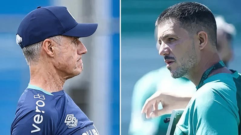 Técnicos Luís Castro, do Grêmio, e Mauricio Barbieri, do Juventude