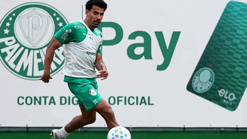 Lucas Evangelista e Andreas Pereira durante treino do Palmeiras