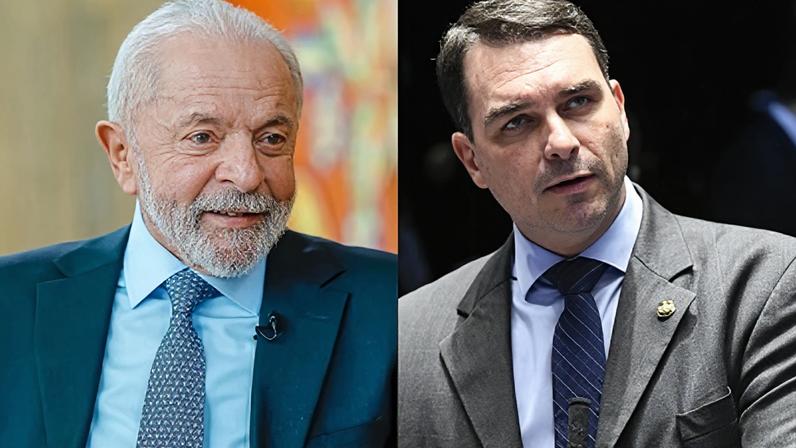 Presidente Lula e o senador Flávio Bolsonaro