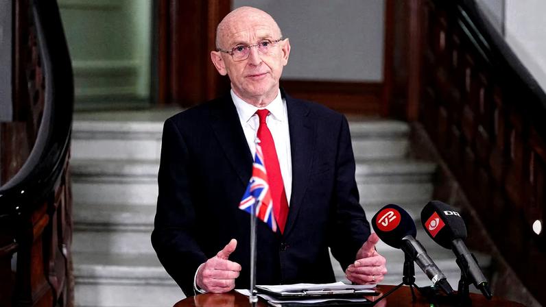 British Defense Minister John Healey attends a press conference at the Ministry of Defense in Copenhagen, January 21, 2026. Thomas Traasdahl/Ritzau Scanpix/via REUTERS/File Photo