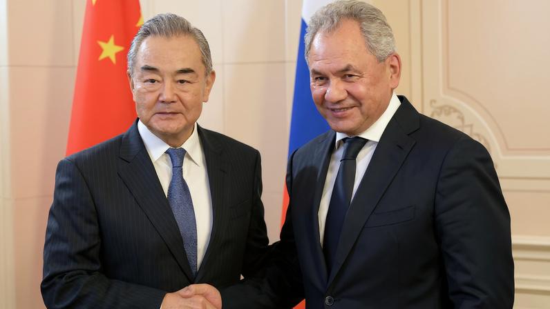 Russian Security Council's Secretary Sergei Shoigu meets with China's Foreign Minister Wang Yi in Saint Petersburg