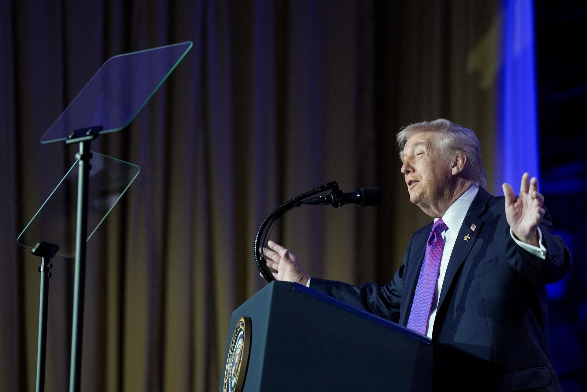 U.S. President Donald Trump speaks during the National Prayer Breakfast in Washington, D.C., U.S., February 5, 2026.