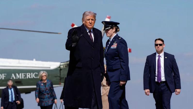 U.S. President Donald Trump boards Air Force One as he departs for Corpus Christi, Texas