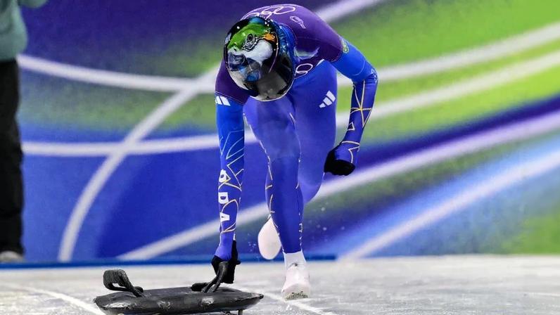 A brasileira Nicole Rocha em 13 de fevereiro de 2026, nos Jogos Olímpicos de Inverno. Foto: Stefano Rellandini/AFP