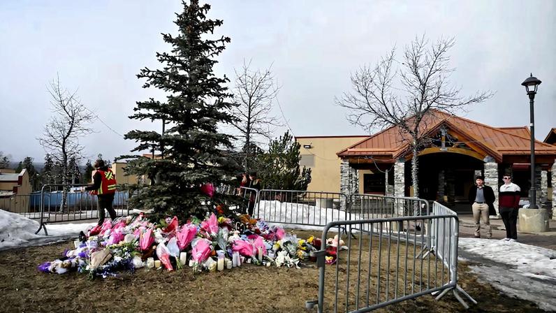 Aftermath of a mass shooting in the town of Tumbler Ridge, British Columbia