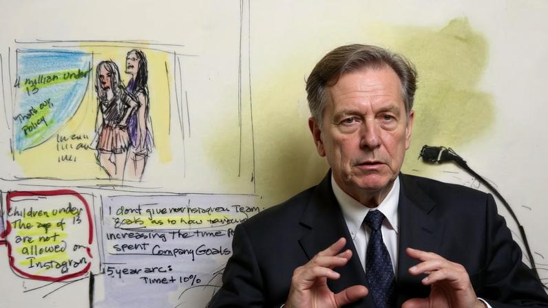 Meta Platforms CEO Mark Zuckerberg testifies at a Los Angeles Superior Court trial in a key test case accusing Meta and Google's YouTube of harming kids' mental health through addictive platforms, in Los Angeles, California, U.S., February 18, 2026 in a courtroom sketch. REUTERS/Mona Edwards