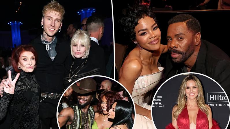 Teyana Taylor, Sharon Osbourne e Heidi Klum em festa pré-Grammy de Clive Davis