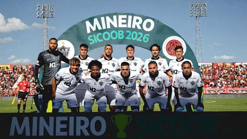 Time do Atlético contra o Pouso Alegre (Foto: Pedro Souza / Atlético)