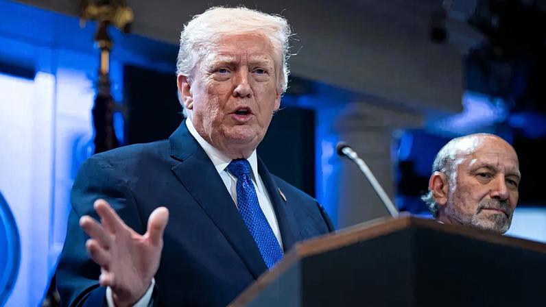 U.S. President Donald Trump answers questions during a press briefing held at the White House in Washington Feb. 20. Aaron Schwartz/Getty Images