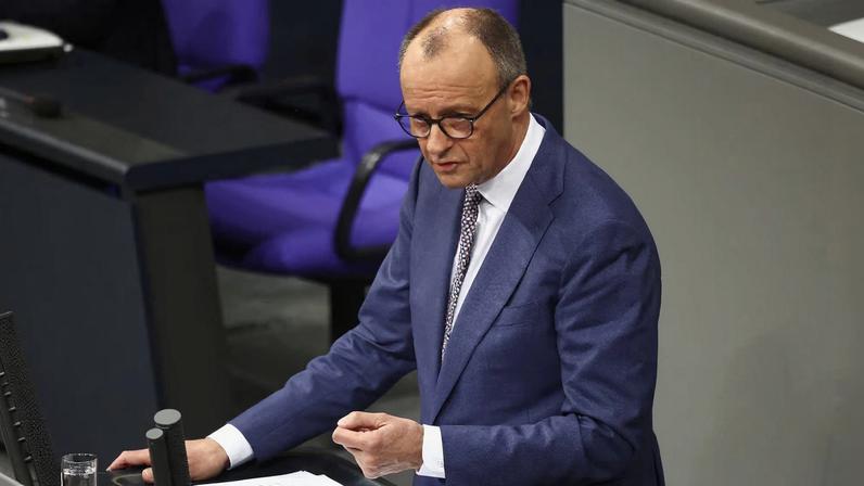 German Chancellor Friedrich Merz gives a government statement on the foreign policy situation during a session of the lower house of the German parliament, the Bundestag, in Berlin, Germany, January 29, 2026.