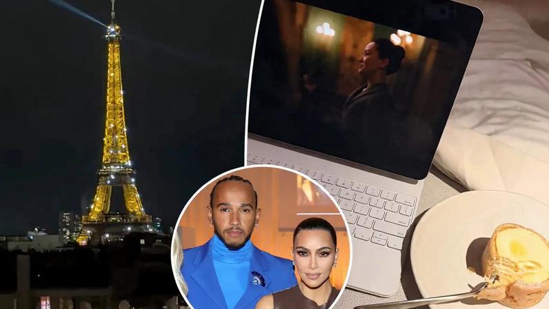 Kim Kardashian posted a video from her and Lewis Hamilton's intimate Paris date night Monday.