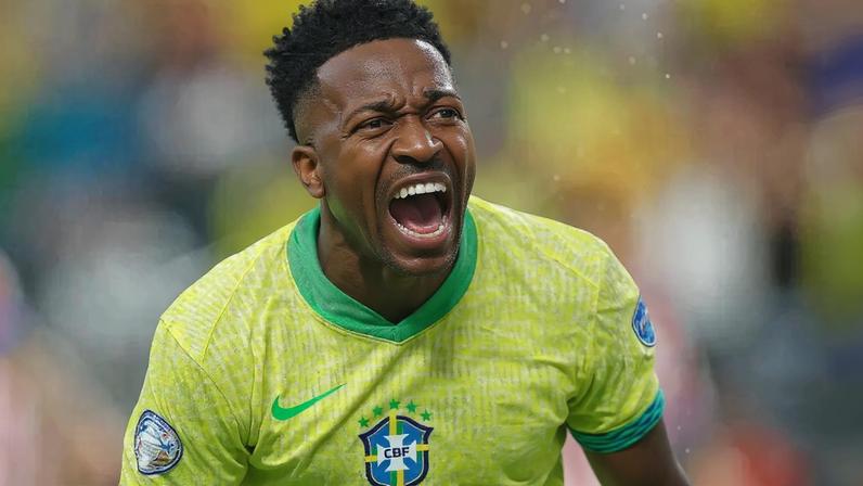 Vini Jr comemora gol pela Seleção Brasileira (Foto: Reprodução/Redes Sociais)