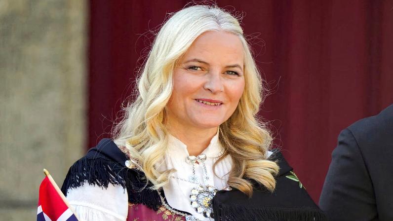 The Crown Princess of Norway, Mette-Marit looks on during the celebrations of the Norwegian Constitution Day at Skaugum, Norway, May 17, 2023. NTB/Lise Aserud/via REUTERS