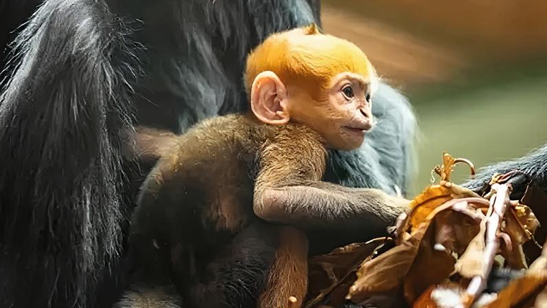 Macaco-tangerina nascido no zoológico é raio de esperança