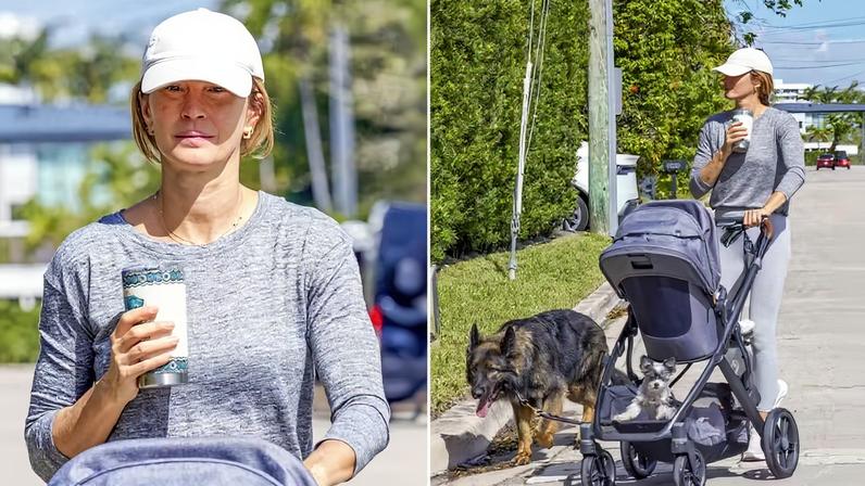Gisele Bündchen fez um passeio por Miami com filho caçula e os cachorros — Foto: The Grosby Group