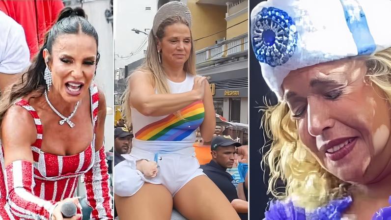 Ivete Sangalo, Carla Perez e Daniela Mercury no Carnaval de Salvador — Foto: Tomzé Fonseca/Agnews e Reprodução/Instagram