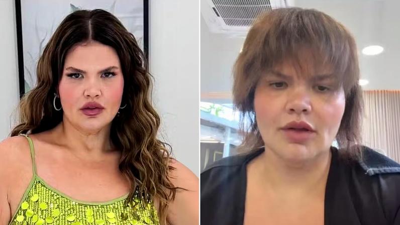 Thais Carla com e sem o mega hair