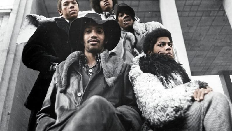 1971: (Clockwise from left) Drummer Tiki Fulwood, guitarist Tawl Ross, keyboardist Bernie Worrell, Billy "Bass" Nelson, and guitarist Eddie Hazel of the funk group Parliament-Funkadelic pose for a portrait in 1971.