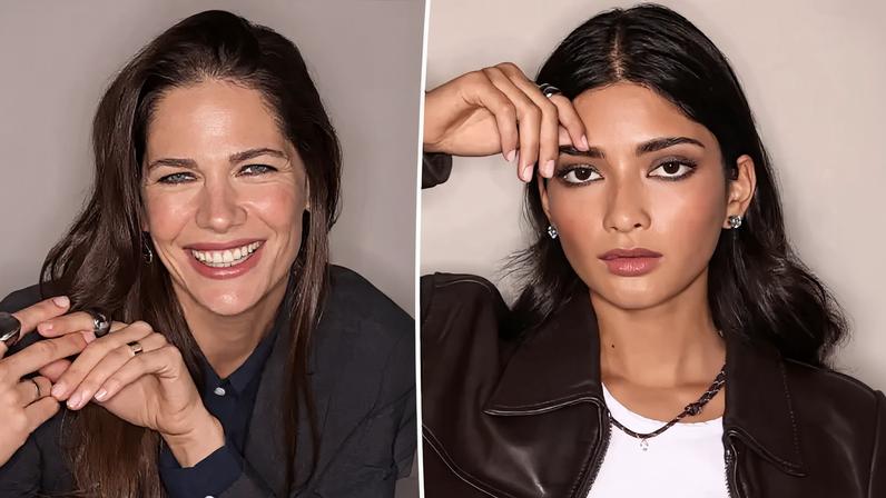 Models wearing Jones Road new eyeshadow sticks